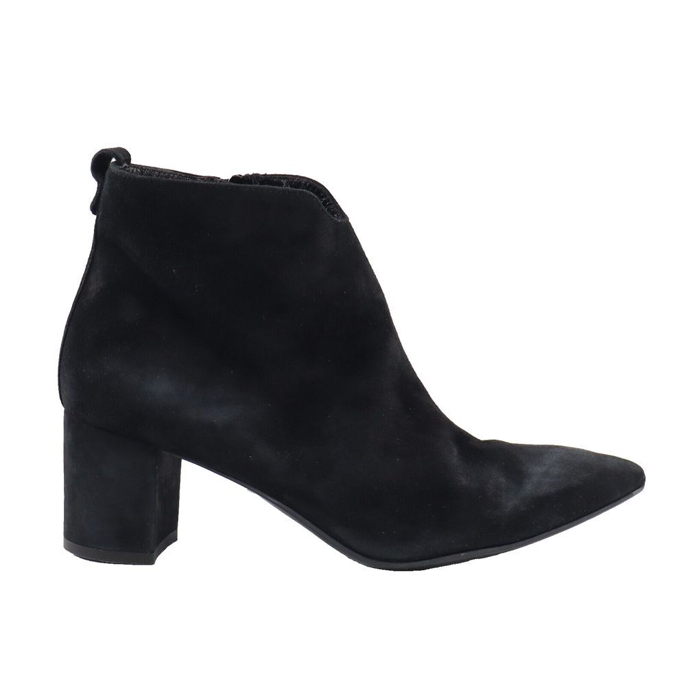 🔥AGL Notch Block Heel Leather Bootie, Black Suede 7.5US/37.5EU MSRP$550🔥
